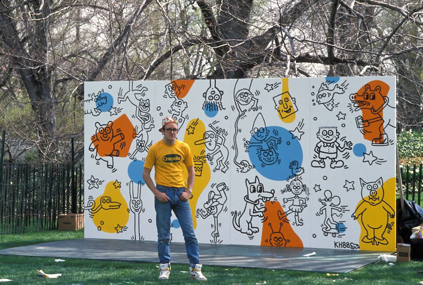 Keith Haring, Starry Night / La Nuit étoilée 1989 Paris Marouflage Quadriptych