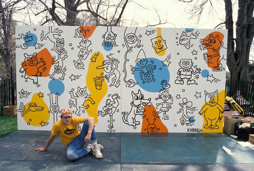 Keith Haring, Starry Night / La Nuit étoilée 1989 Paris Marouflage Quadriptych