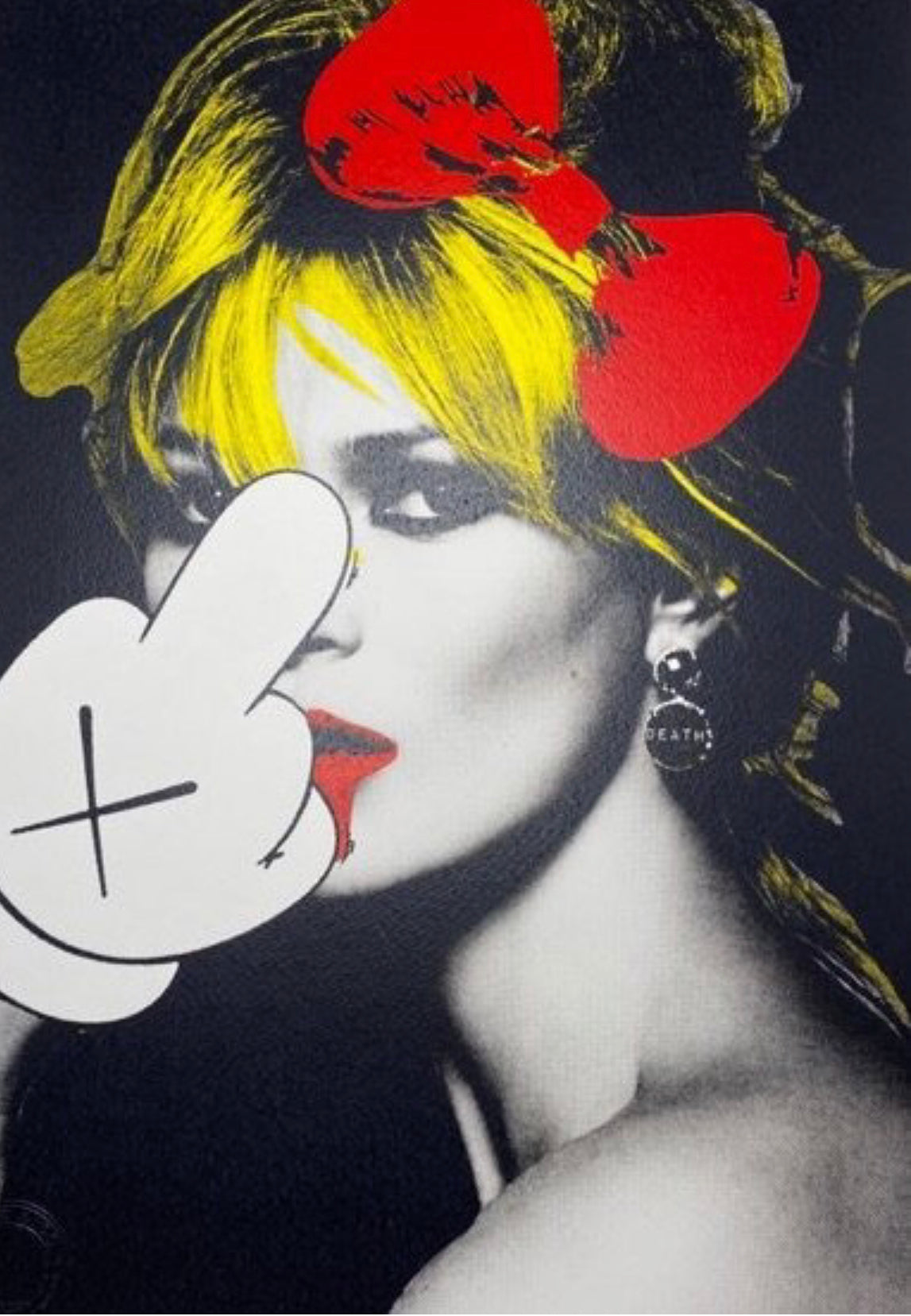 DEATH NYC KATE MOSS X KAWS FINGER RED SIZE: 45 x 32 cm – Borgia, INC. 😃  GALLERIES BORGIA