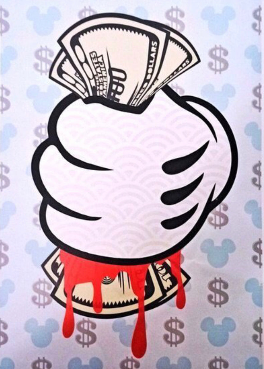 JOSE de PAZOS - MICKEY CASH GRAB, MIXED MEDIA Signed + Numbered Edition 1/1