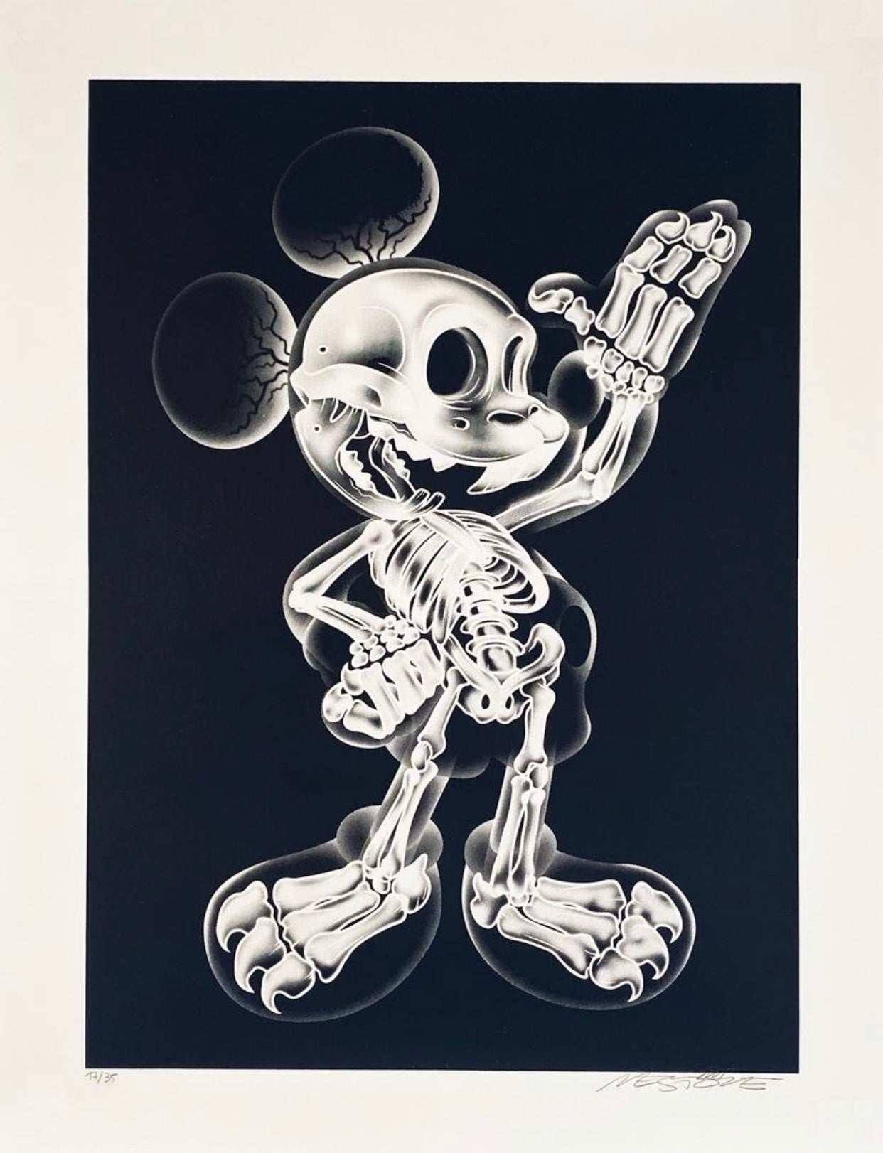 NEST X-Ray Mouse, 2018. Original Spray Paint and Stencil Print on Paper.